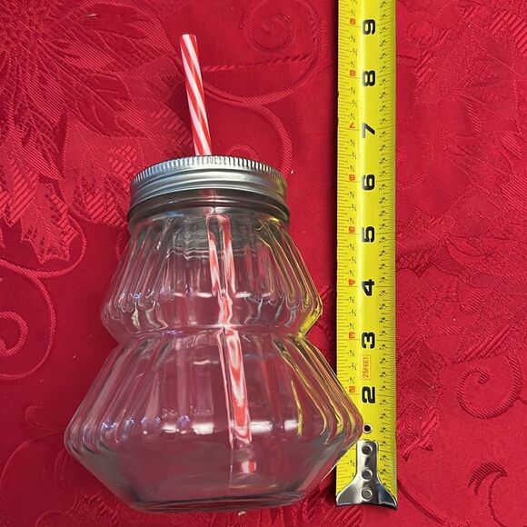 Set of 2 Brand NewChristmas tree Drinking glasses with straws - Picture 5 of 6